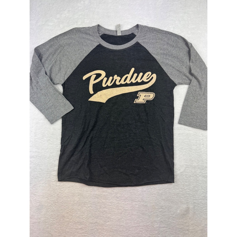 Next Level Purdue University Boilermakers Raglan 3/4 Sleeve Shirt Grey Small